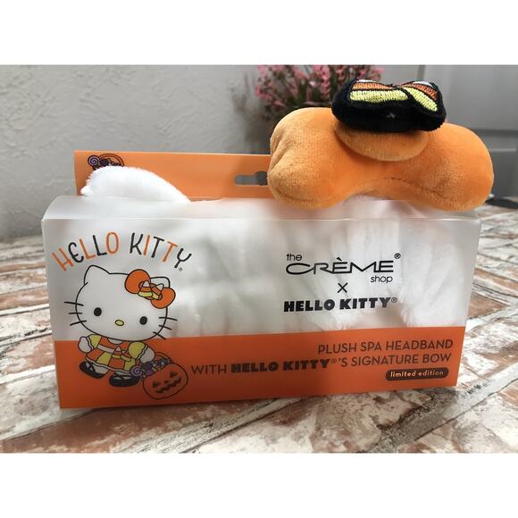 The Creme Shop Hello Kitty Halloween Plush Headband White /Orange Candy Corn Bow - Picture 3 of 6